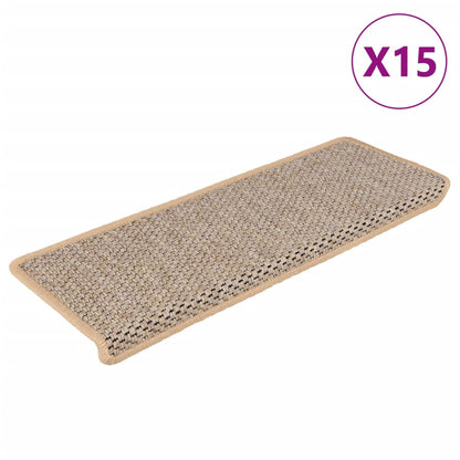 Treppenmatten Selbstklebend Sisal 15 Stk. 65x21x4 cm Hellbeige