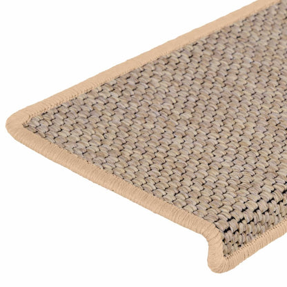 Treppenmatten Selbstklebend Sisal 15 Stk. 65x21x4 cm Hellbeige