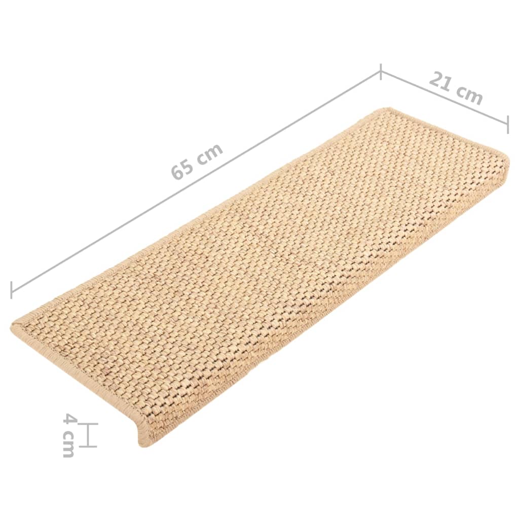 Treppenmatten Selbstklebend Sisal 15 Stk. 65x21x4 cm Hellbeige