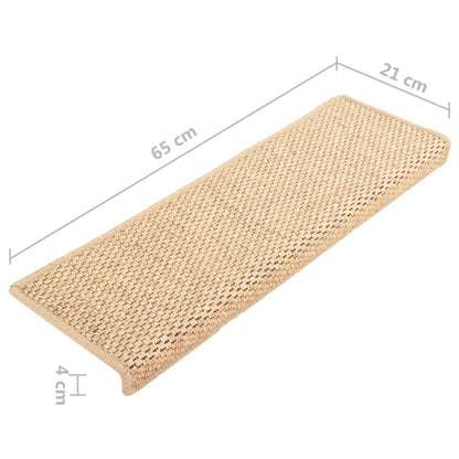 Treppenmatten Selbstklebend Sisal 15 Stk. 65x21x4 cm Hellbeige