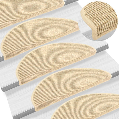 Treppenmatten Selbstklebend Sisal-Optik 15 Stk. 65x21x4cm Beige