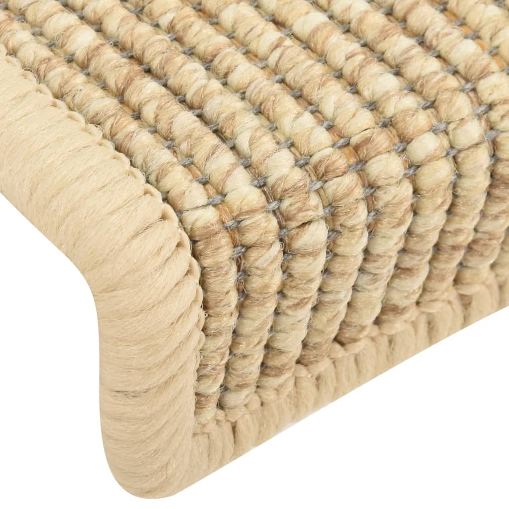 Treppenmatten Selbstklebend Sisal-Optik 15 Stk. 65x21x4cm Beige