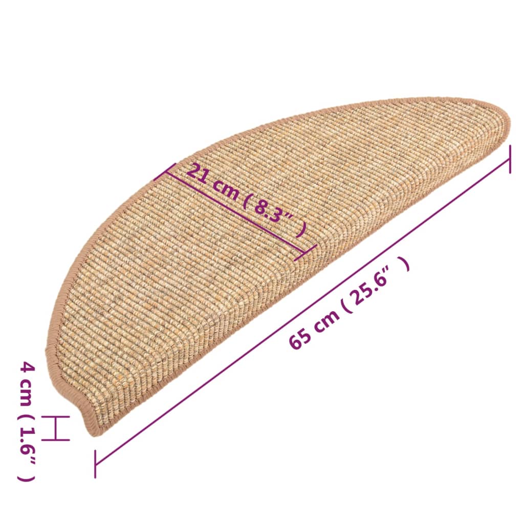 Stufenmatten Selbstklebend 15 Stk. Hellbraun 65x21x4 cm