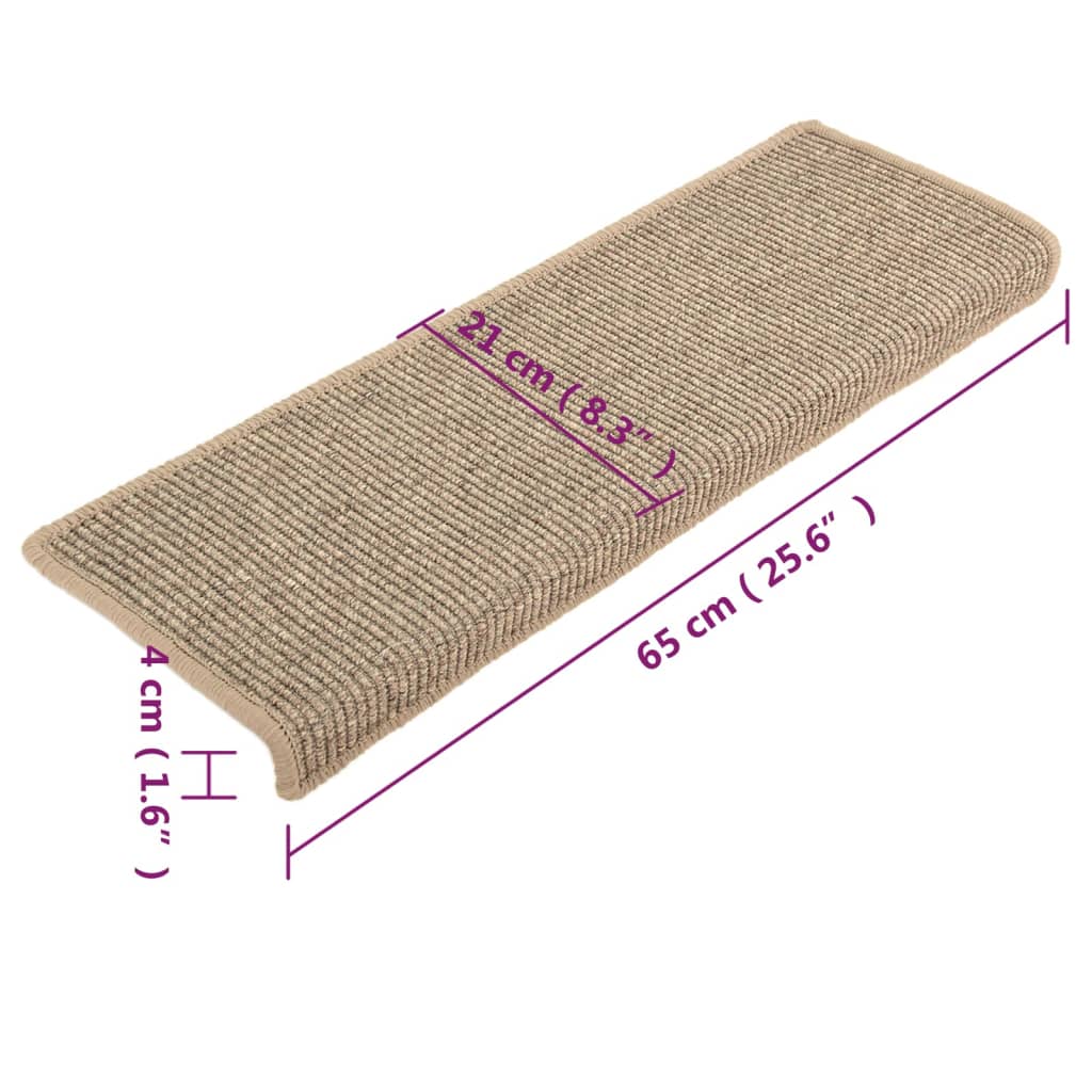 Stufenmatten Selbstklebend 15 Stk. Dunkelbeige 65x21x4 cm