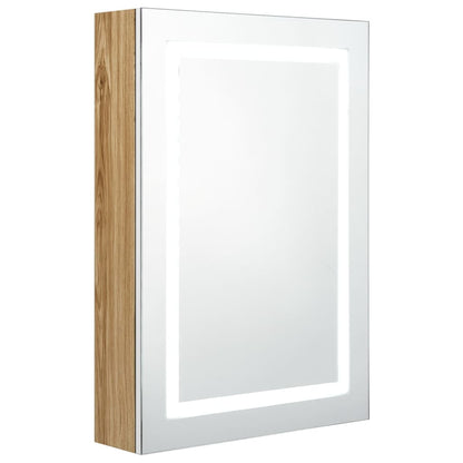 LED-Spiegelschrank fürs Bad Weiß und Eichen-Optik 50x13x70 cm