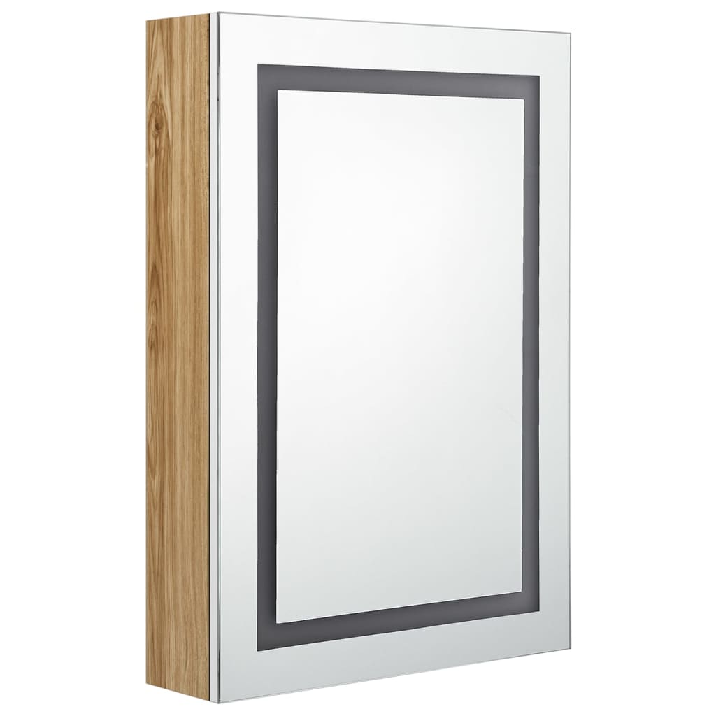 LED-Spiegelschrank fürs Bad Weiß und Eichen-Optik 50x13x70 cm