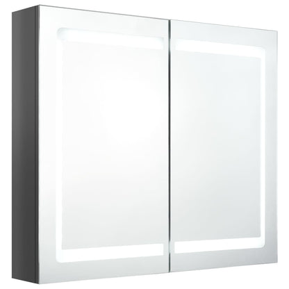 LED-Spiegelschrank fürs Bad Glänzend Grau 80x12x68 cm