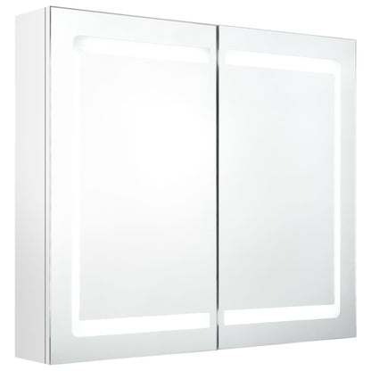 LED-Spiegelschrank fürs Bad Glänzend Weiß 80x12x68 cm