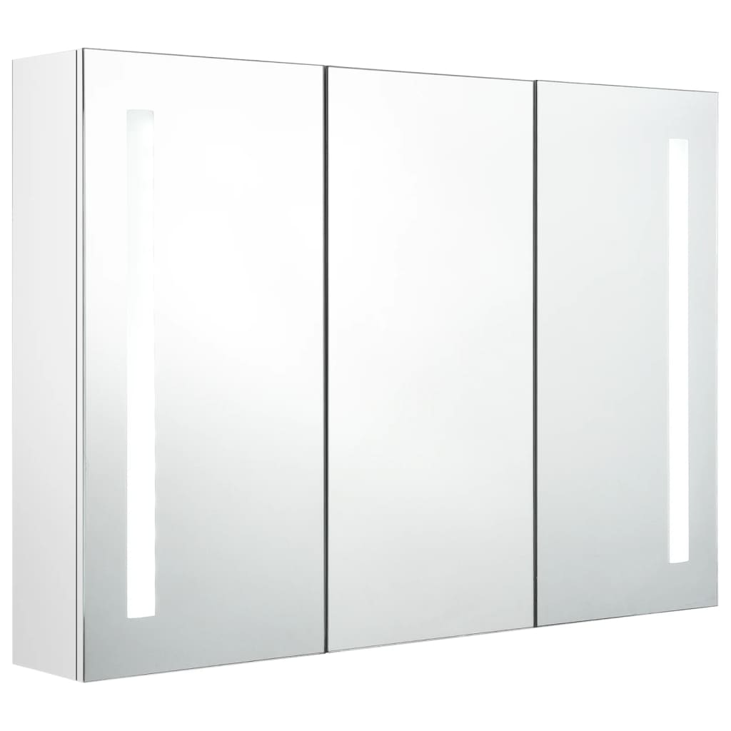 LED-Spiegelschrank fürs Bad 89x14x62 cm Glänzend Weiß