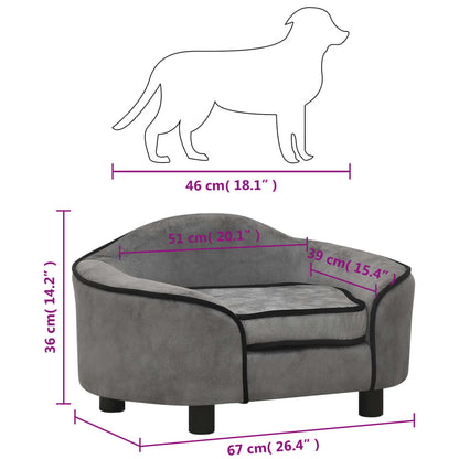 Hundesofa Grau 67x47x36 cm Plüsch