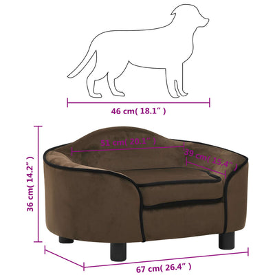 Hundesofa Braun 67x47x36 cm Plüsch