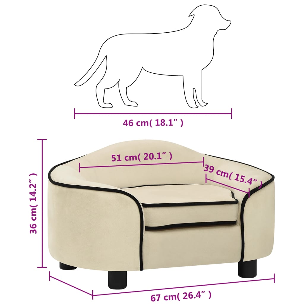 Hundesofa Creme 67x47x36 cm Plüsch