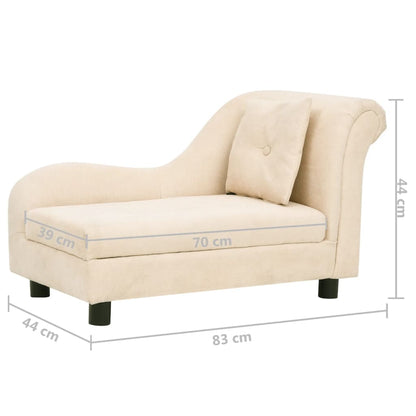 Hundesofa mit Kissen Creme 83x44x44 cm Plüsch