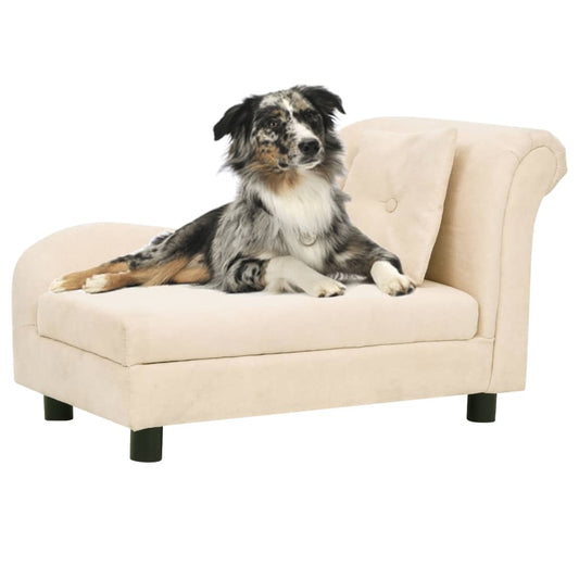 Hundesofa mit Kissen Creme 83x44x44 cm Plüsch