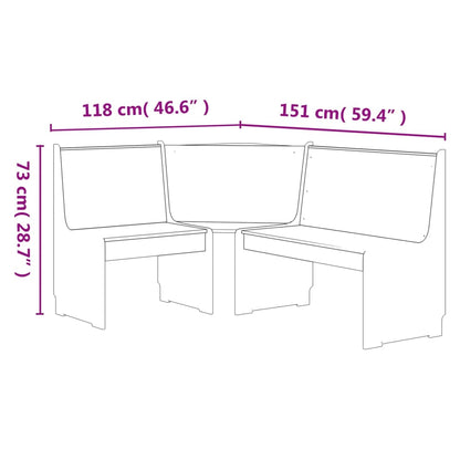 Eckbank REINE 151 cm Weiß Massivholz Kiefer