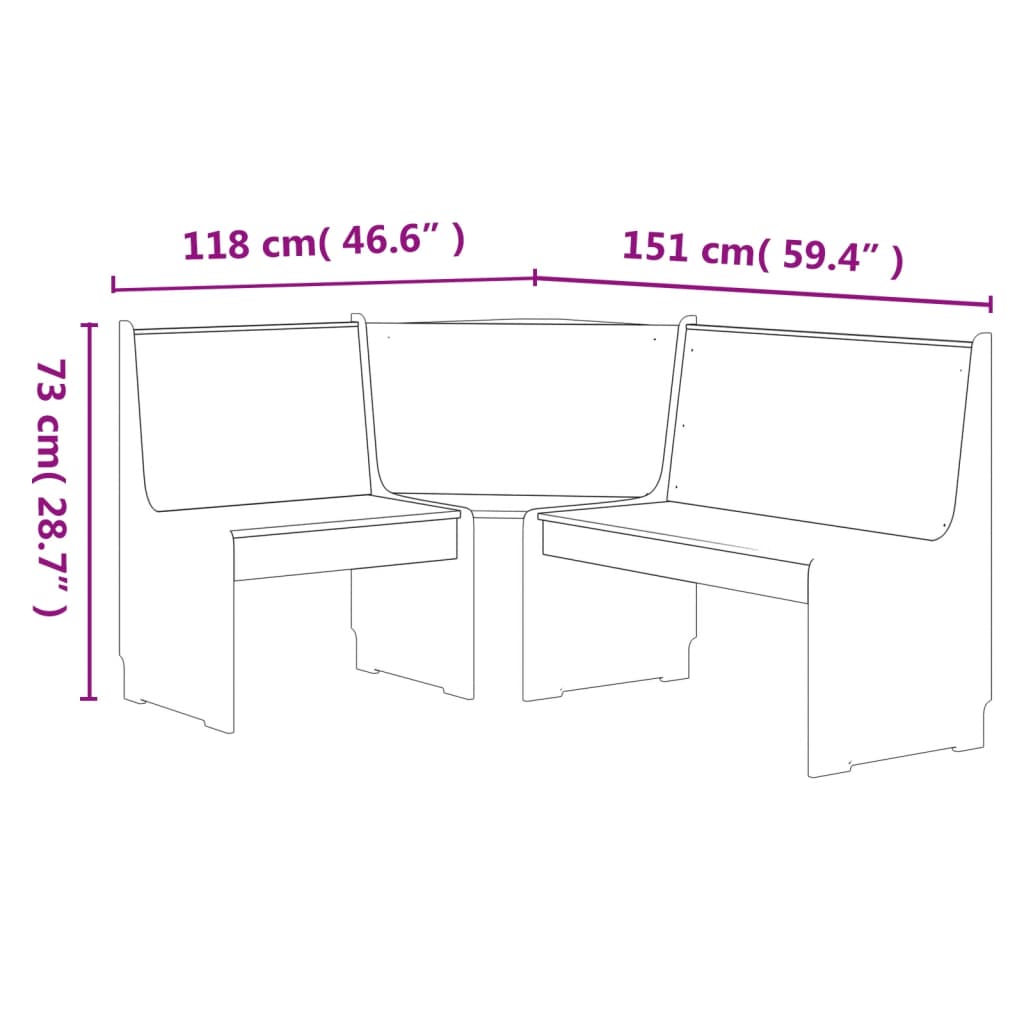 Eckbank REINE 151 cm Honigbraun und Grau Massivholz Kiefer