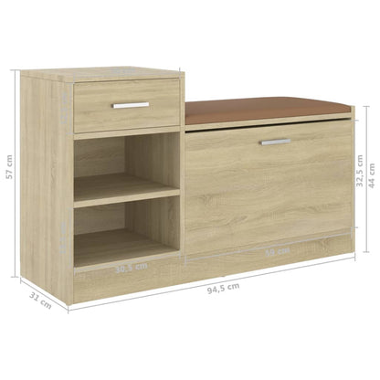 Schuhbank Sonoma-Eiche 94,5x31x57 cm Holzwerkstoff