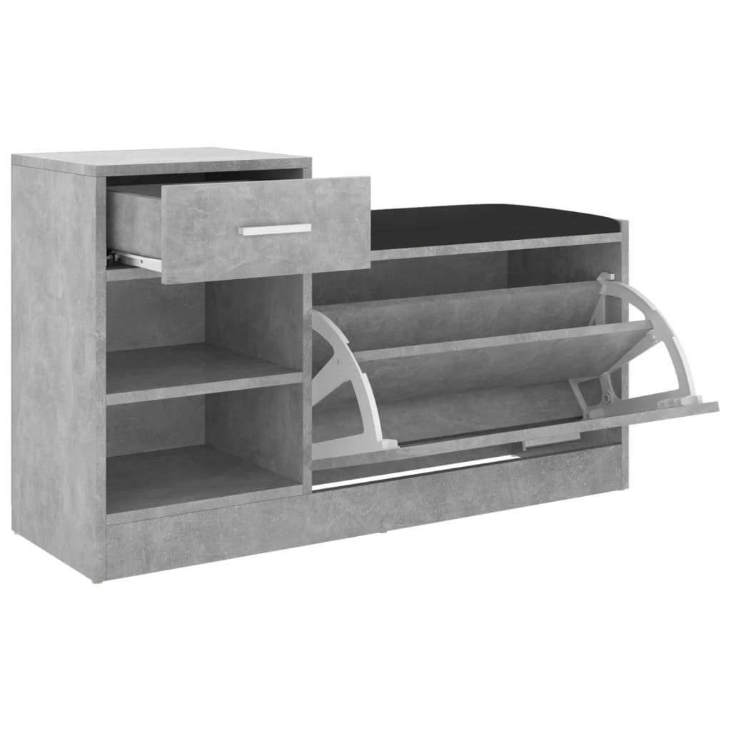 Schuhbank Betongrau 94,5x31x57 cm Holzwerkstoff