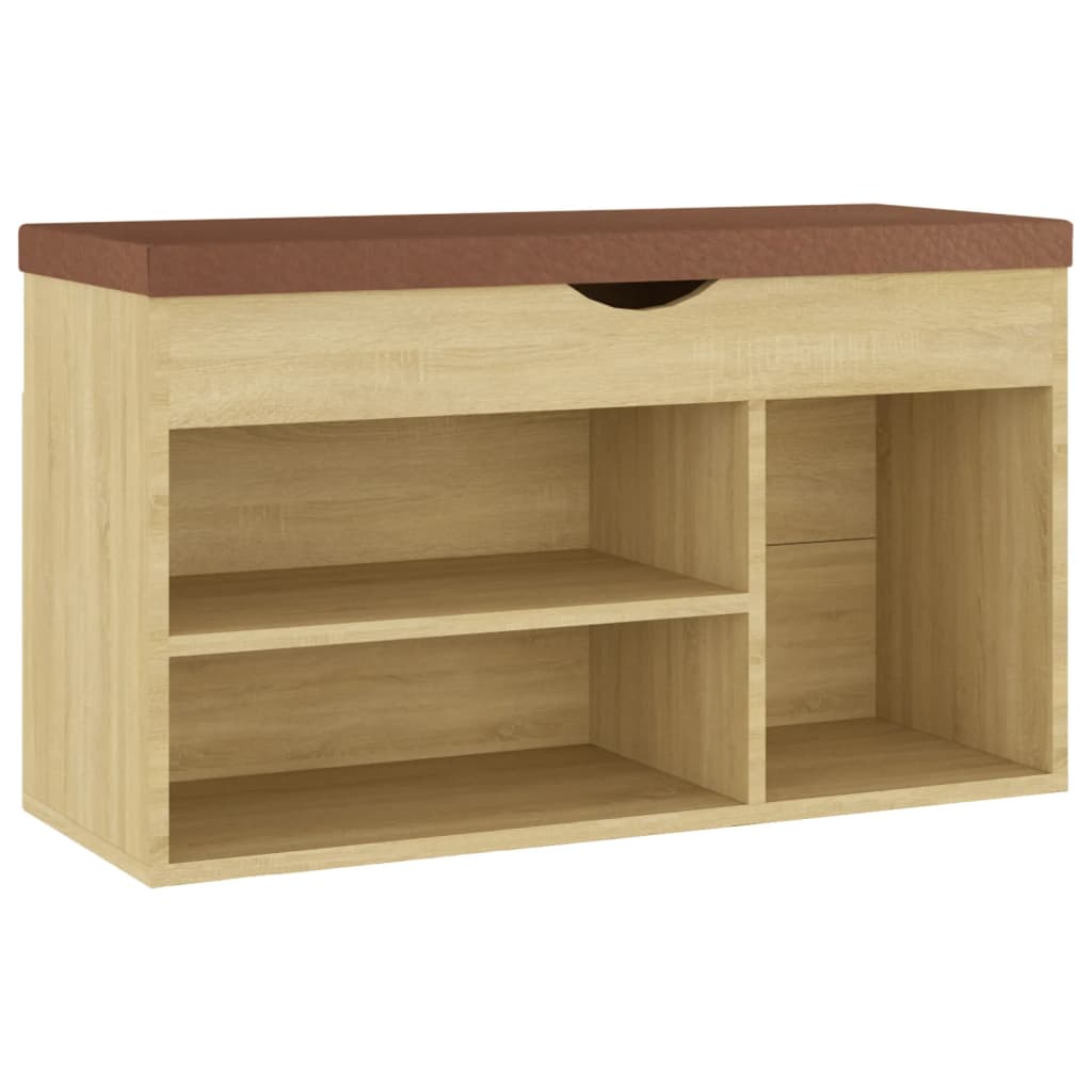 Schuhbank mit Kissen Sonoma-Eiche 80x30x47 cm Holzwerkstoff