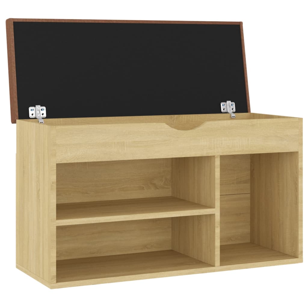 Schuhbank mit Kissen Sonoma-Eiche 80x30x47 cm Holzwerkstoff