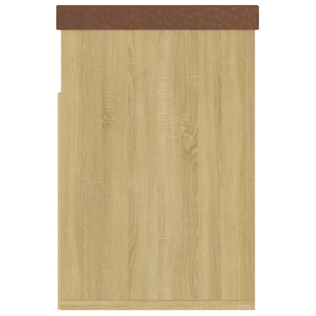 Schuhbank mit Kissen Sonoma-Eiche 80x30x47 cm Holzwerkstoff