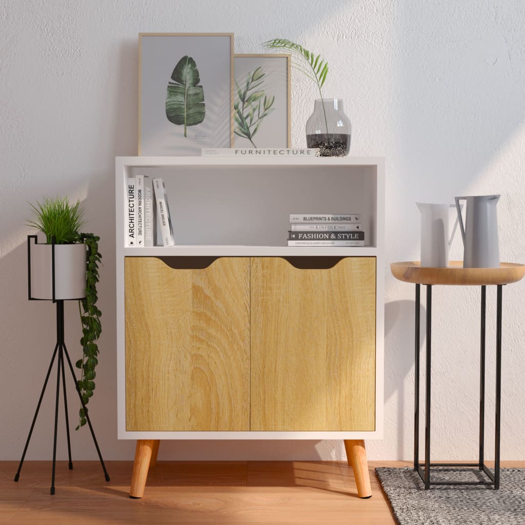 Sideboard Weiß und Sonoma-Eiche 60x30x72 cm Holzwerkstoff