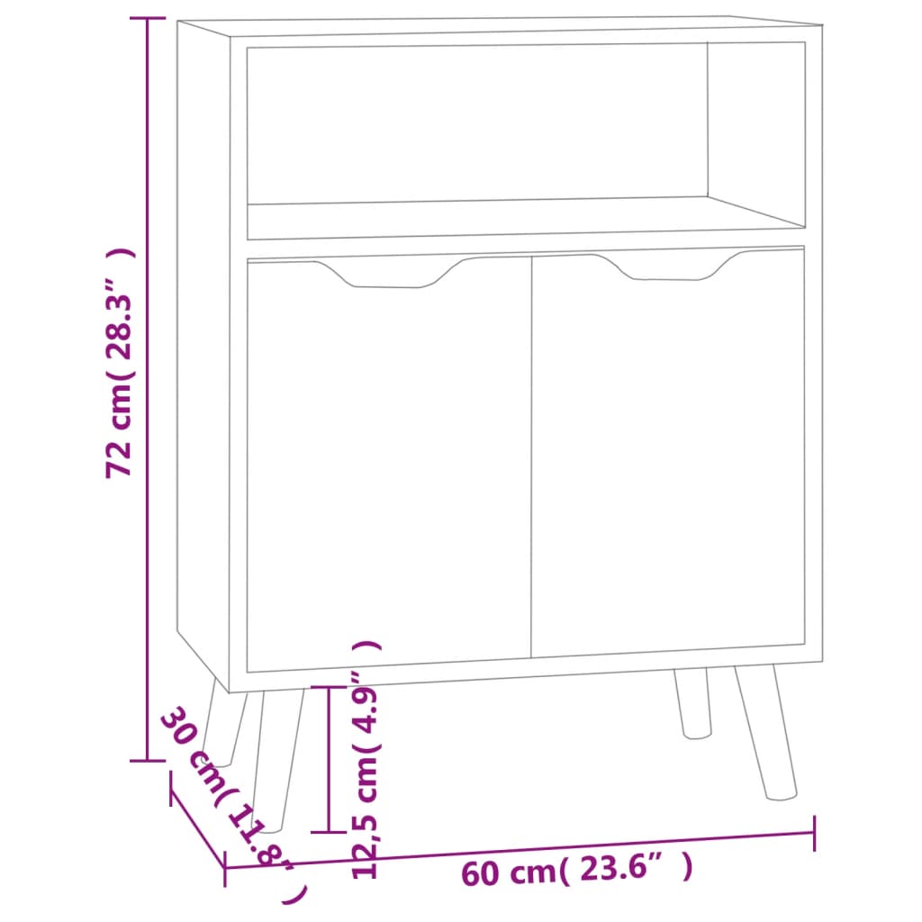 Sideboard Hochglanz-Schwarz 60x30x72 cm Holzwerkstoff