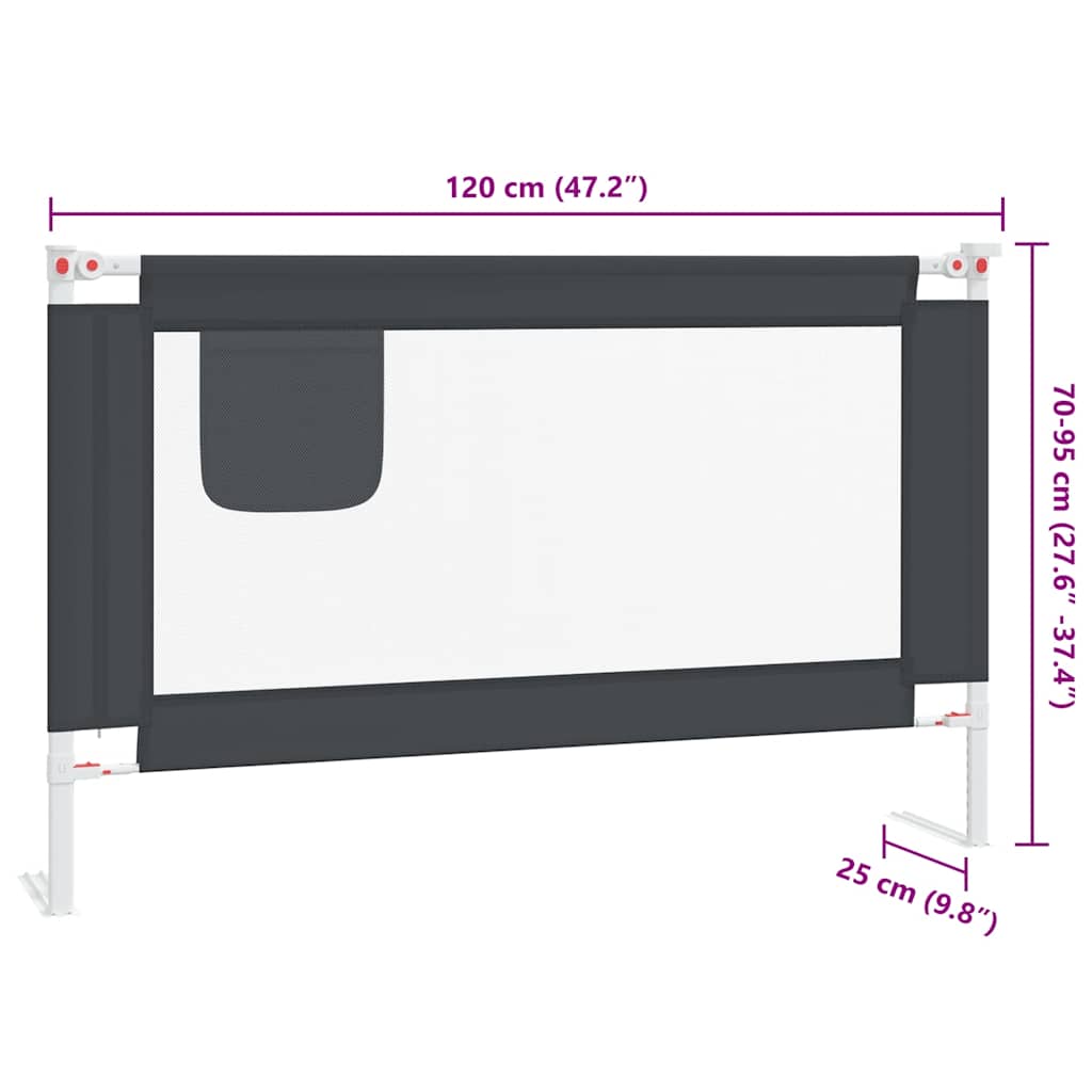Kleinkind-Bettschutzgitter Dunkelgrau 120x25 cm Stoff