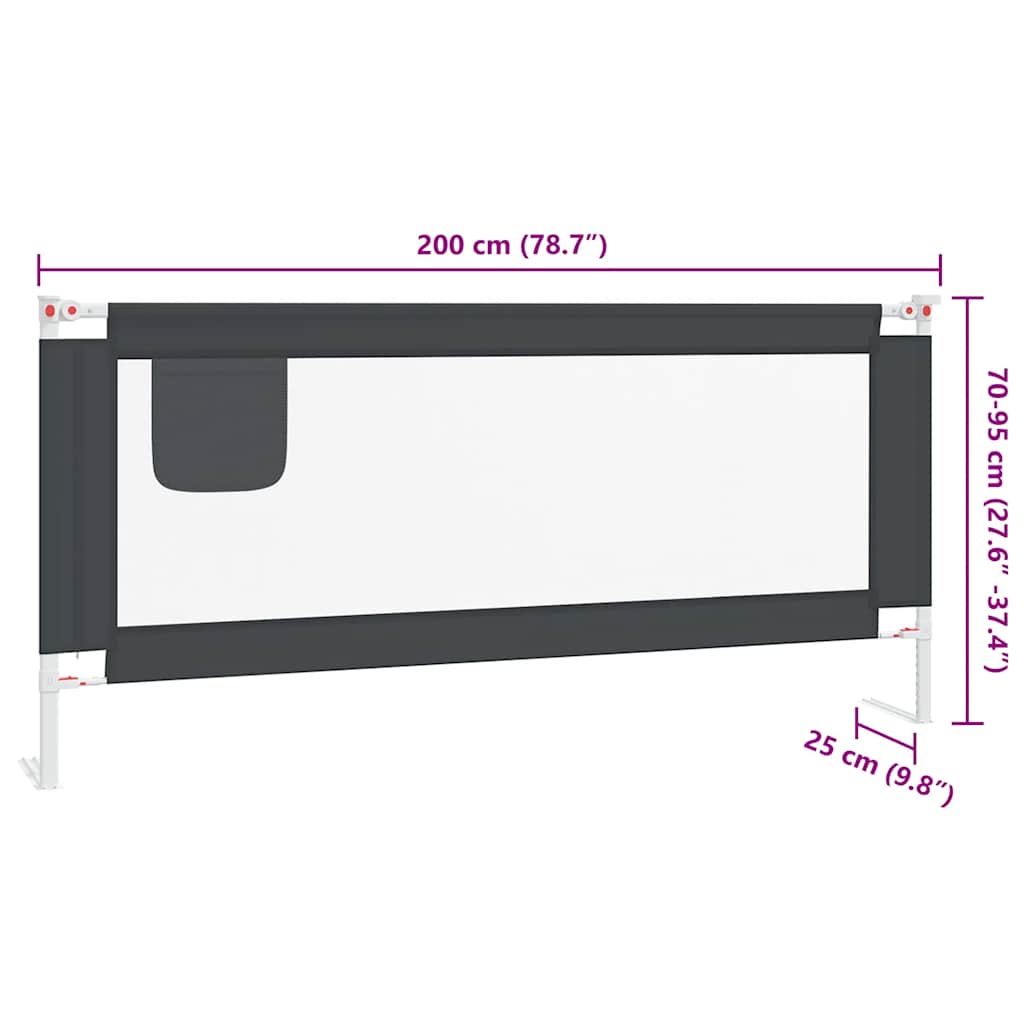 Kleinkind-Bettschutzgitter Dunkelgrau 200x25 cm Stoff