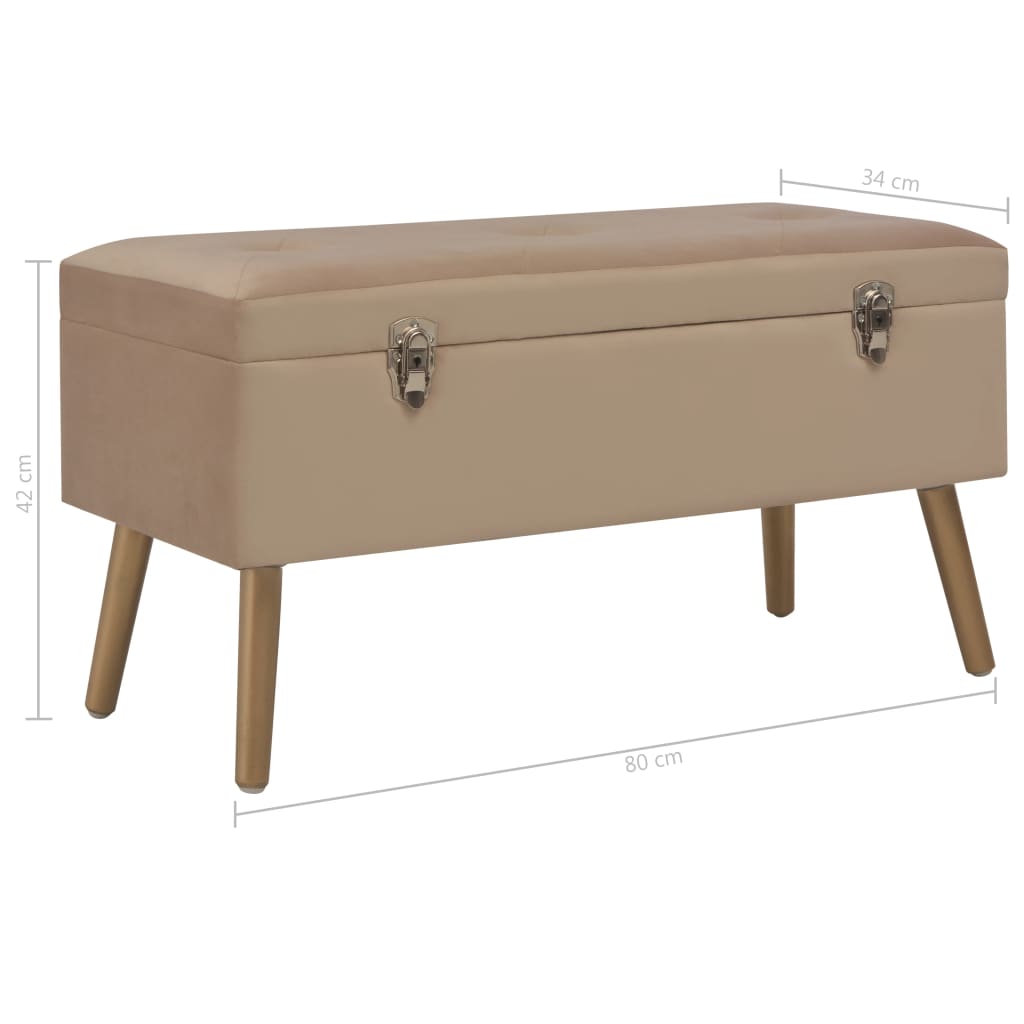 Bank mit Stauraum 80 cm Beige Samt