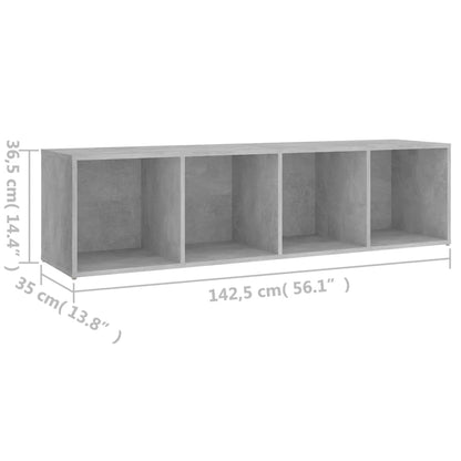 TV-Schrank Betongrau 142,5x35x36,5 cm Holzwerkstoff