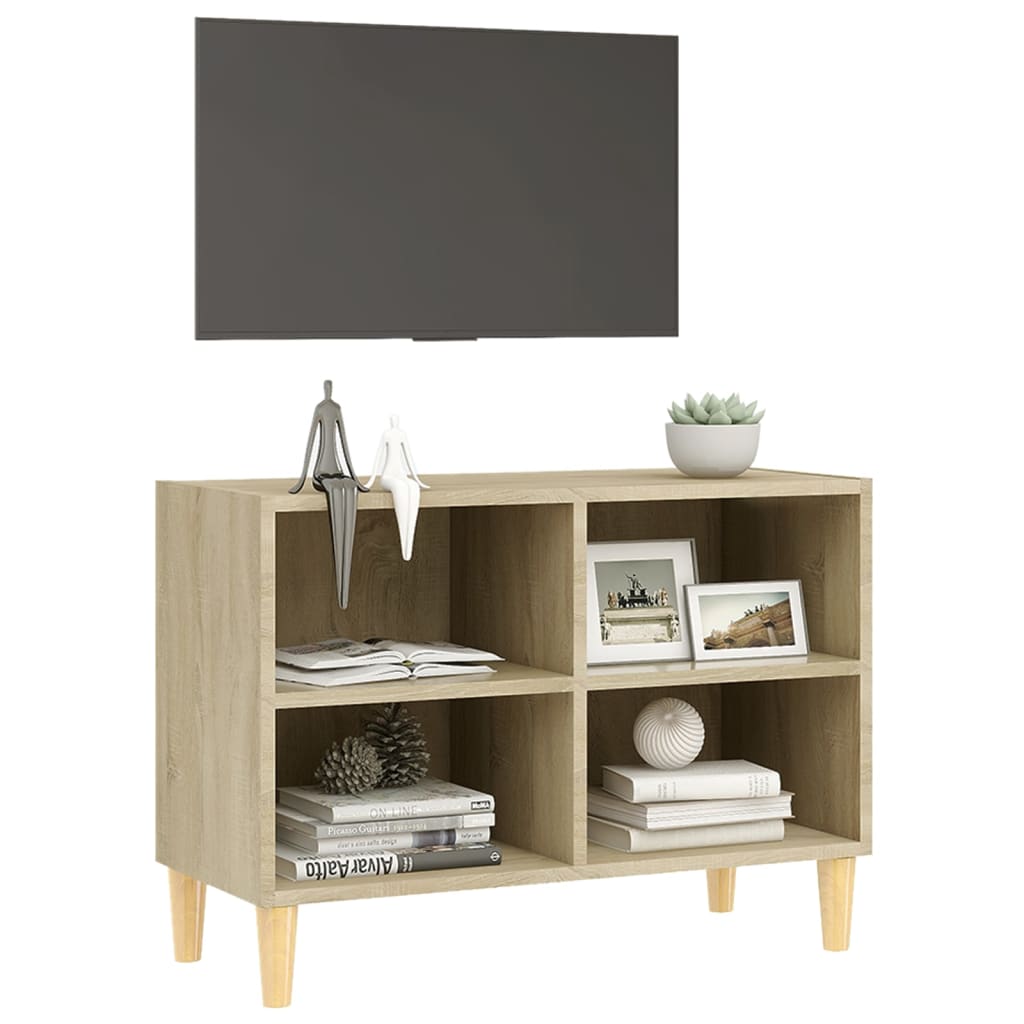 TV-Schrank mit Massivholz-Beinen Sonoma-Eiche 69,5x30x50 cm