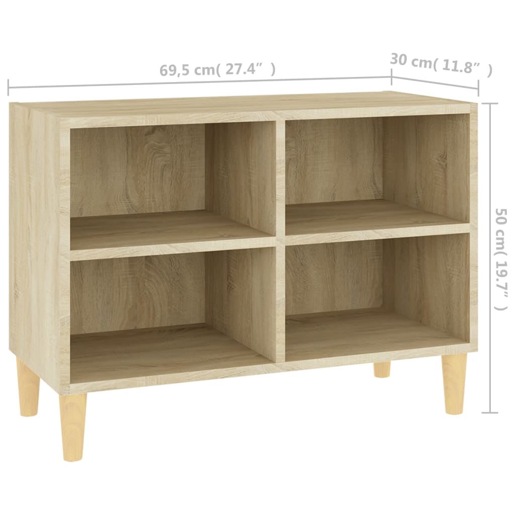 TV-Schrank mit Massivholz-Beinen Sonoma-Eiche 69,5x30x50 cm