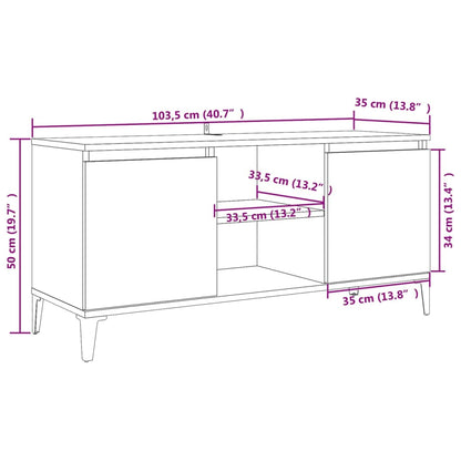 TV-Schrank mit Metallbeinen Sonoma-Eiche 103,5x35x50 cm