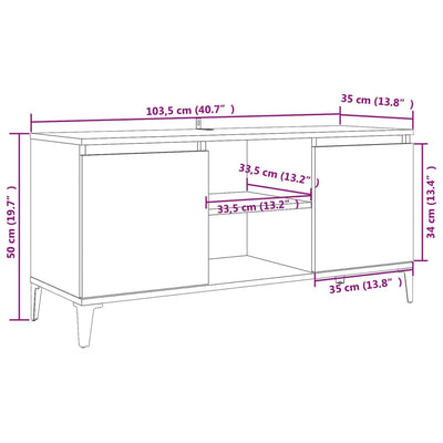 TV-Schrank mit Metallbeinen Sonoma-Eiche 103,5x35x50 cm