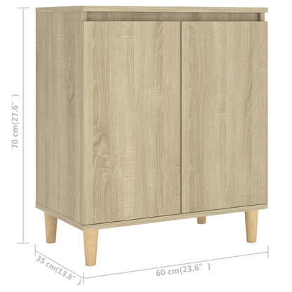 Sideboard mit Massivholz-Beinen Sonoma-Eiche 60x35x70 cm