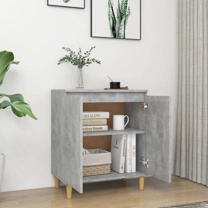 Sideboard mit Massivholz-Beinen Betongrau 60x35x70 cm