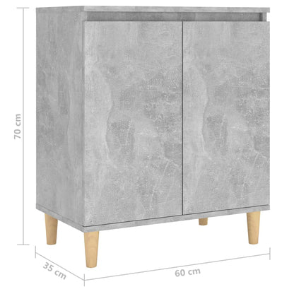 Sideboard mit Massivholz-Beinen Betongrau 60x35x70 cm