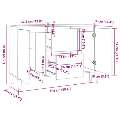 Sideboard Sonoma-Eiche 101x35x70 cm Holzwerkstoff