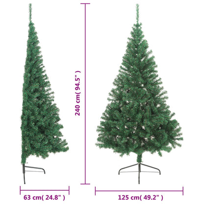 Künstlicher Halb-Weihnachtsbaum mit Ständer Grün 240 cm PVC