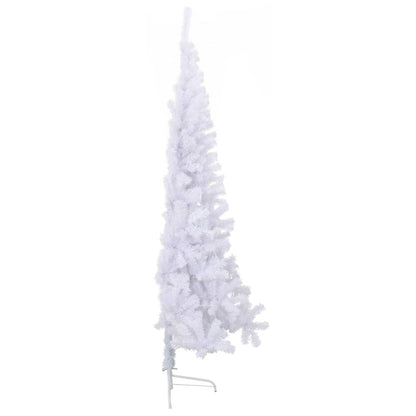 Künstlicher Halb-Weihnachtsbaum mit Ständer Weiß 180 cm PVC