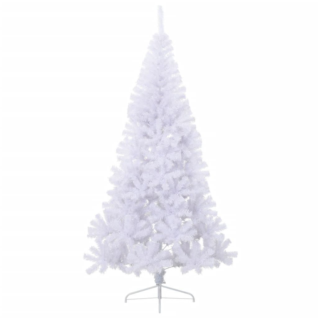 Künstlicher Halb-Weihnachtsbaum mit Ständer Weiß 210 cm PVC