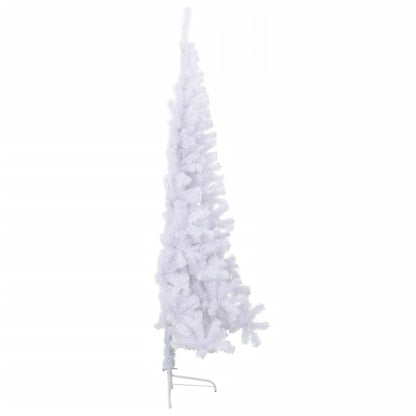 Künstlicher Halb-Weihnachtsbaum mit Ständer Weiß 210 cm PVC