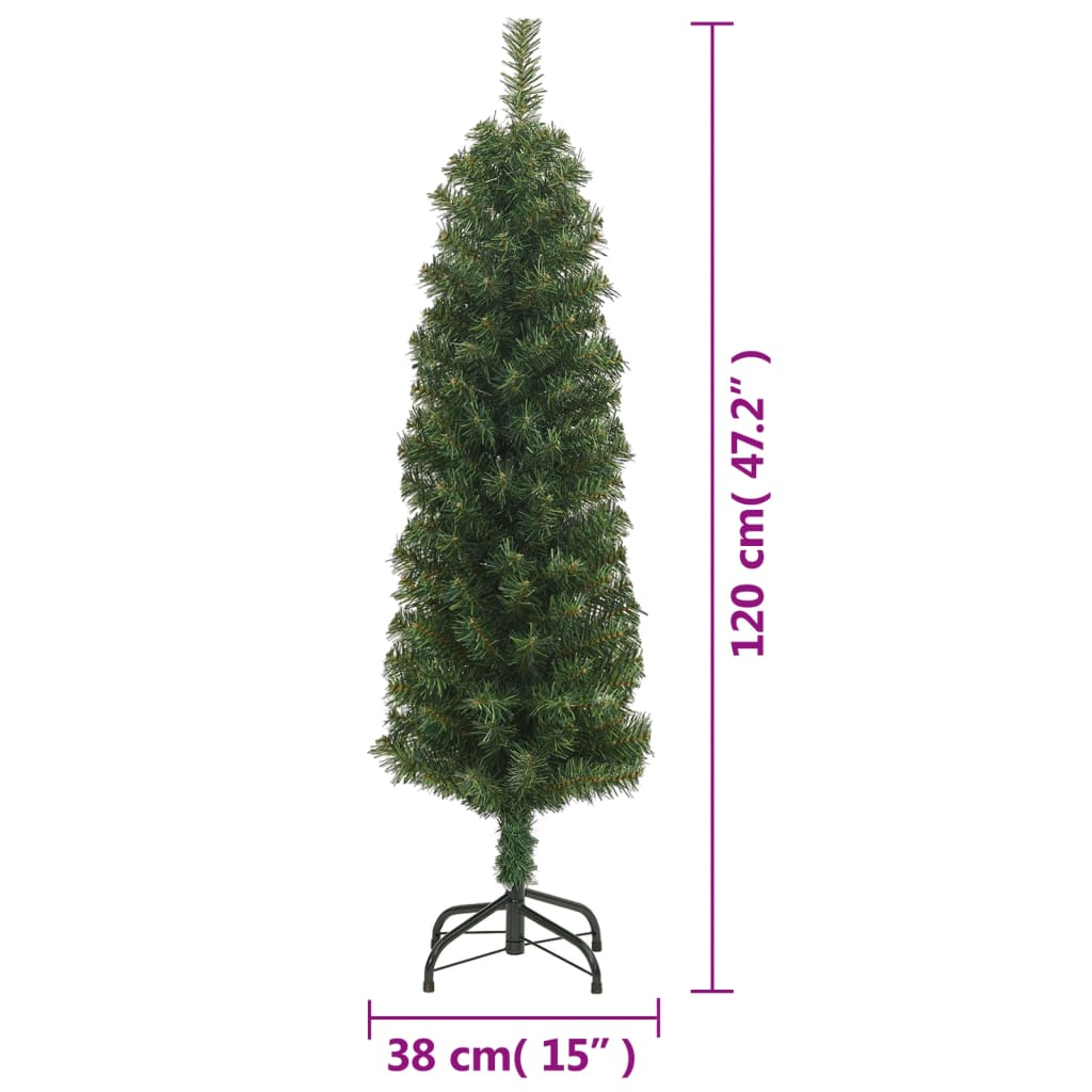 Künstlicher Weihnachtsbaum Schlank mit Ständer Grün 120 cm PVC