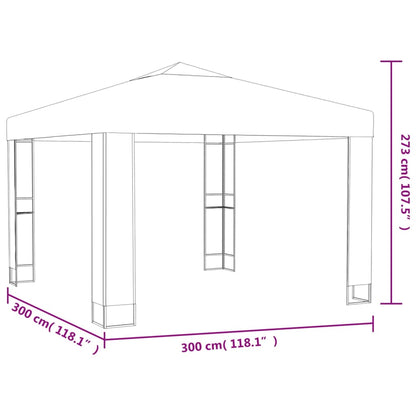 Pavillon mit Doppeldach & LED-Lichterkette 3x3 m Anthrazit