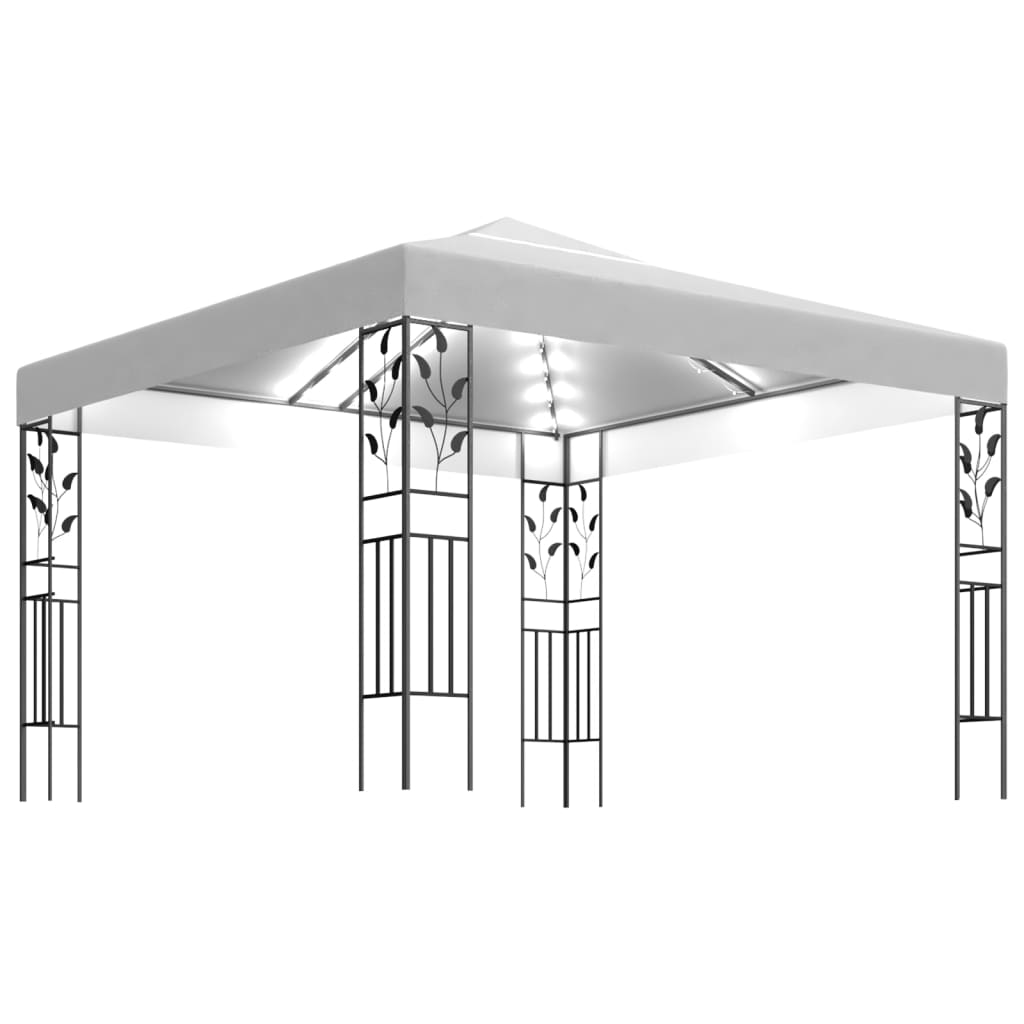 Pavillon mit LED-Lichterkette 3x3 m Weiß