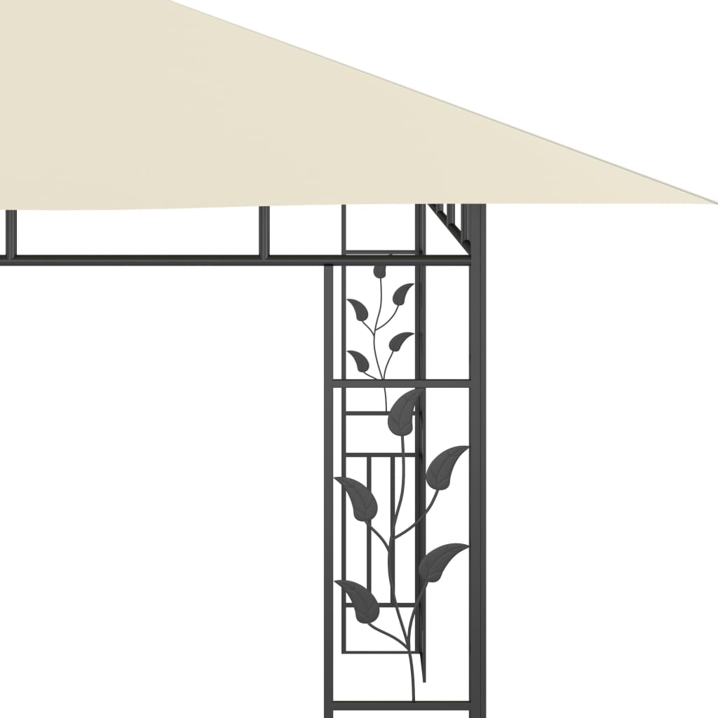 Pavillon mit Moskitonetz & LED-Lichterkette 4x3x2,73m Cremeweiß