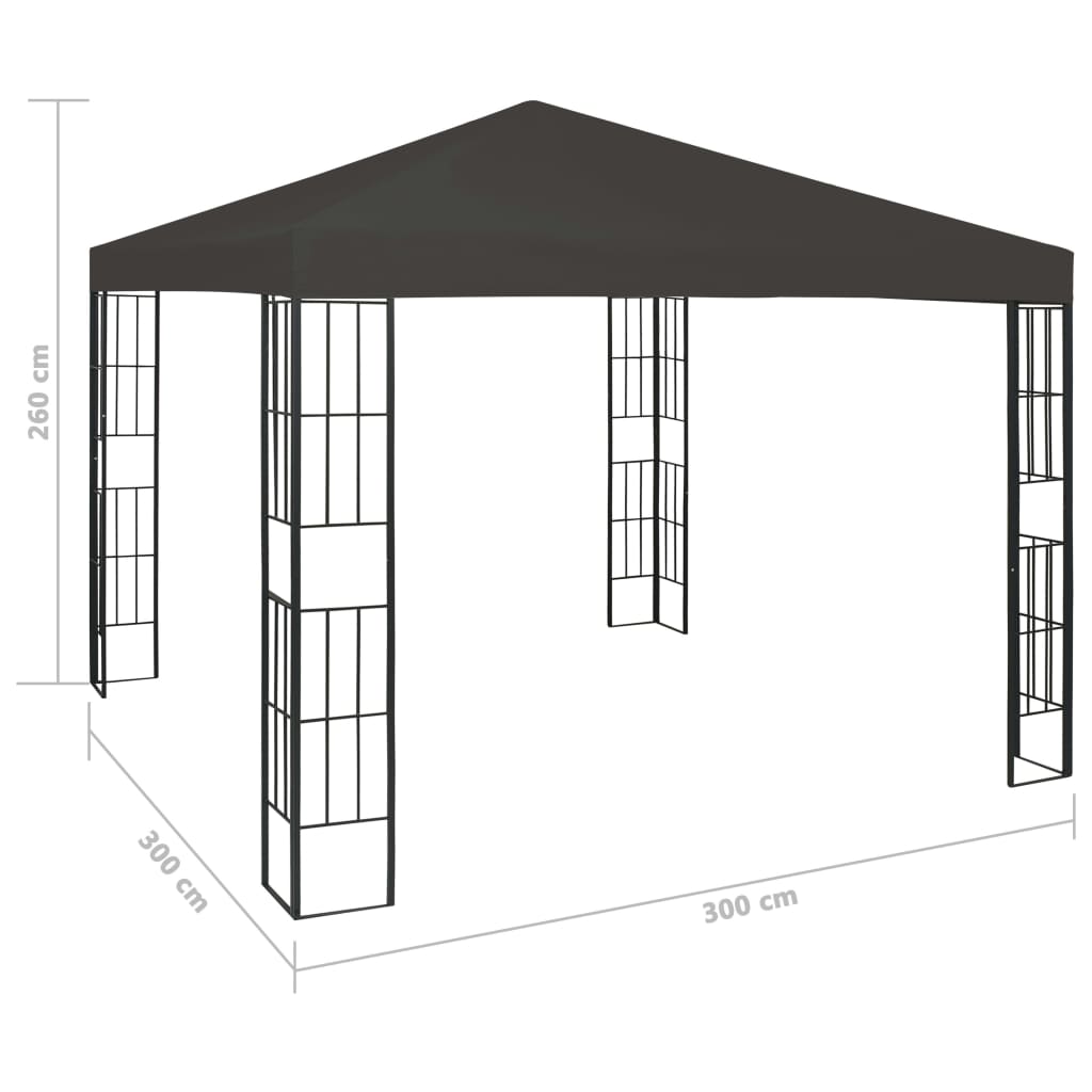 Pavillon mit LED-Lichterkette 3x3 m Anthrazit