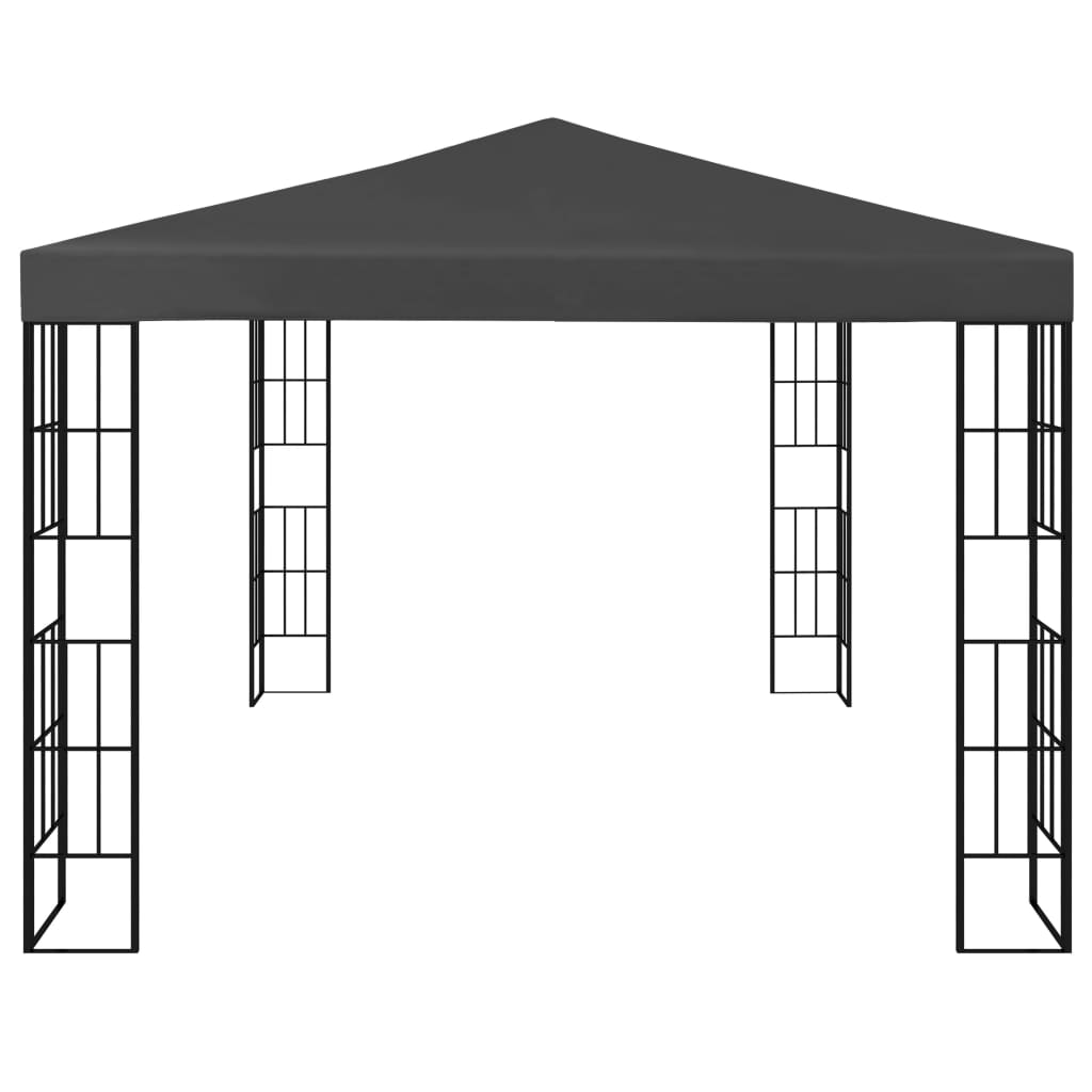 Pavillon mit LED-Lichterkette 3x4 m Anthrazit