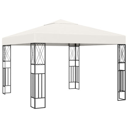 Pavillon mit LED-Lichterkette 3x3 m Creme Stoff